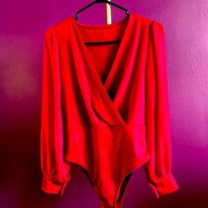 Red long sleeve bodysuit
